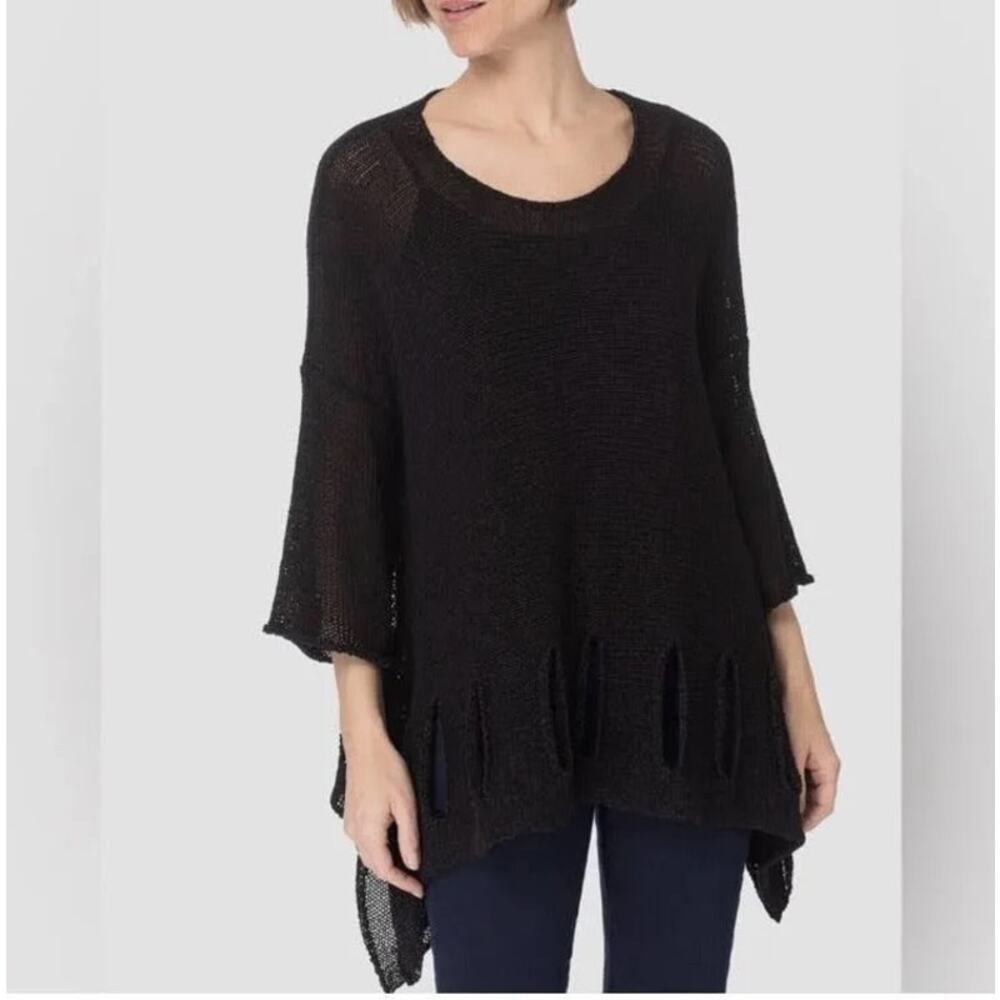 Joseph Ribkoff Women’s Black Handkerchief Hem Knit Sweater Top S/M/L Oversized